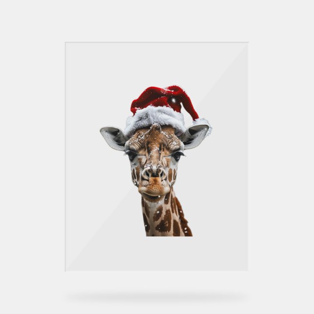 Giraffe Christmas   Acrylic Sign (Front)