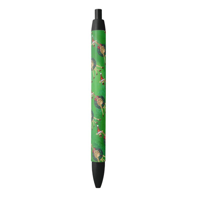 Giraffe Christmas Black Ink Pen (Front Vertical)
