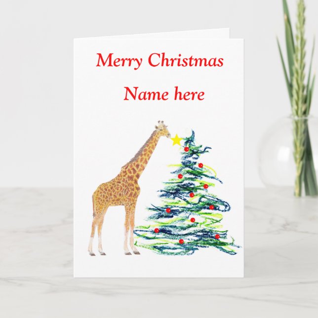 Giraffe Christmas Card (Front)