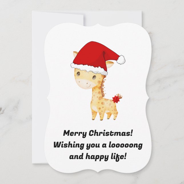 Giraffe Christmas Card, Baby Animal Xmas Card (Front)