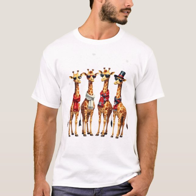 Giraffe Christmas Chic Oversized T-Shirt (Front)
