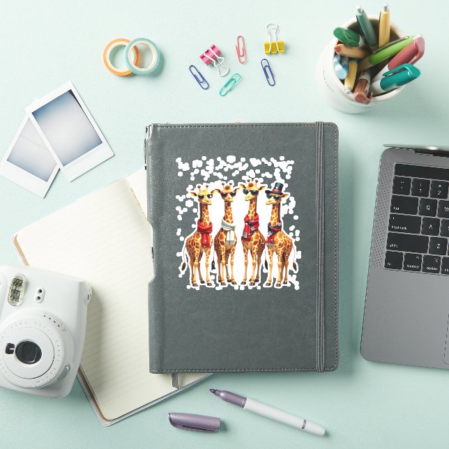 Giraffe Christmas Chic Oversized T-Shirt Sticker (iPad Cover)