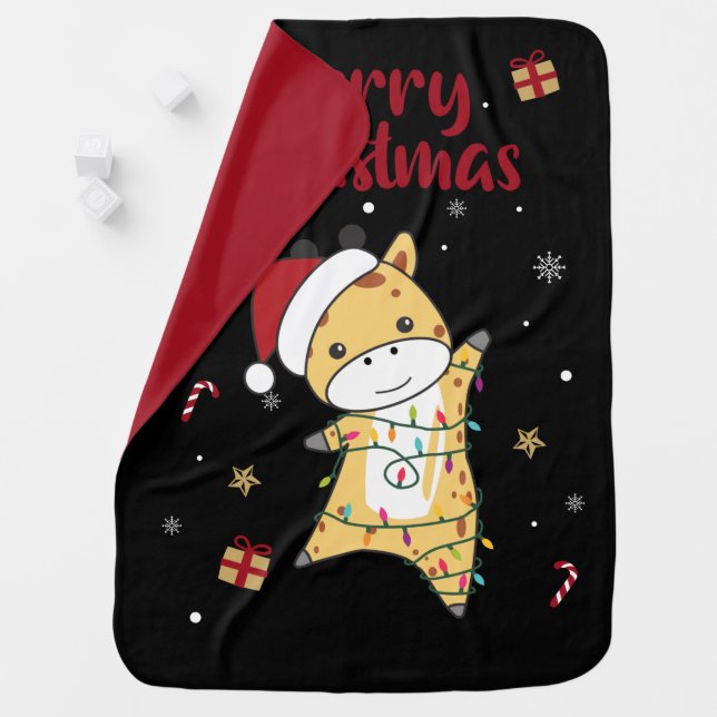Giraffe Christmas Giraffes Winter Animals Baby Bla Baby Blanket (In Situ)