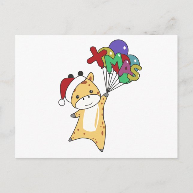 Giraffe Christmas Giraffes Winter Animals Postcard (Front)