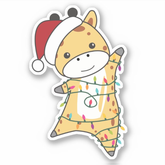 Giraffe Christmas Giraffes Winter Animals Sticker (Front)