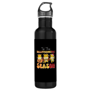 Giraffe Christmas Halloween Tis The Hallothanksmas Stainless Steel Water Bottle