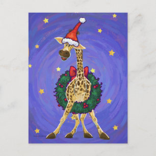Giraffe Christmas Holiday Postcard