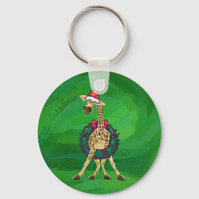 Giraffe Christmas Keychain (Front)