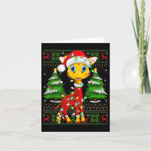 Giraffe Christmas Lights Santa Costume Ugly Xmas S Card