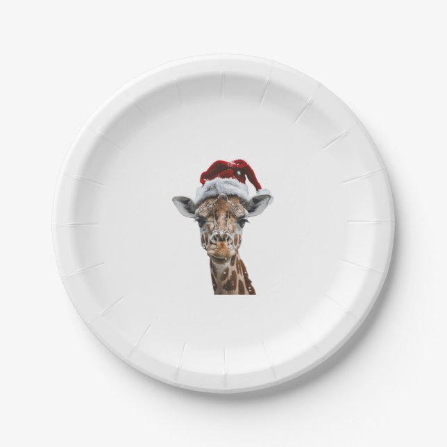 Giraffe Christmas   Paper Plates (Front)