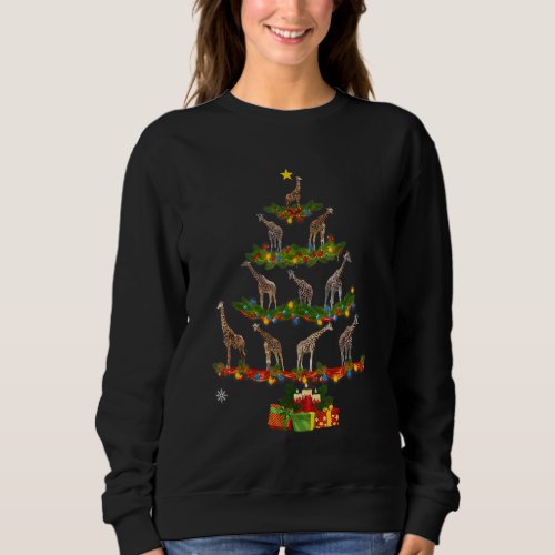 Giraffe Christmas Tree Animal Lover Ornament Xmas  Sweatshirt