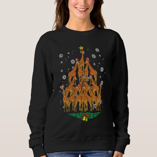 Giraffe Christmas Tree Animal Xmas Women Men Sweatshirt (Front)