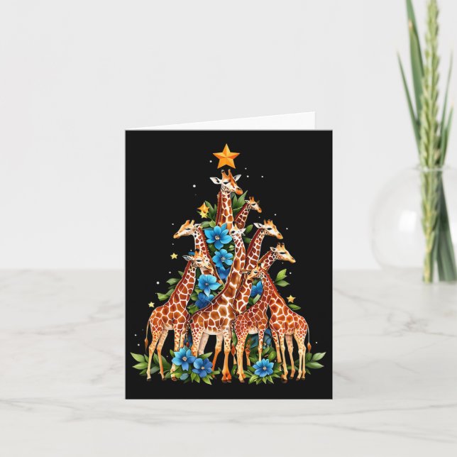 Giraffe Christmas Tree Cute Giraffe Lovers Xmas Ho Card (Front)