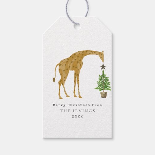 Giraffe Christmas Tree Gift Tags