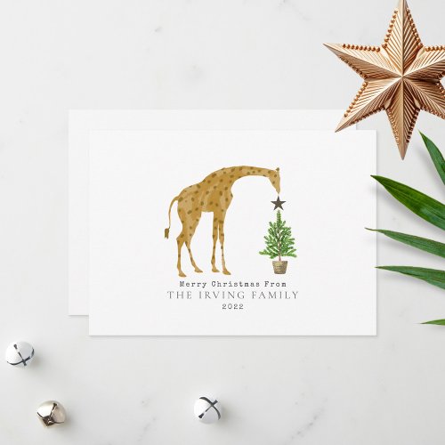 Giraffe Christmas Tree Holiday Card