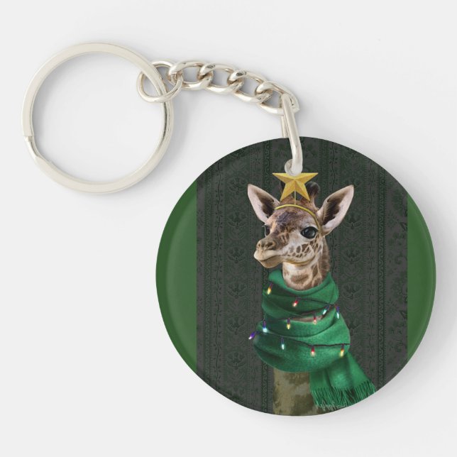 Giraffe Christmas Tree Keychain (Front)