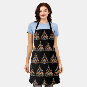 Giraffe Christmas Tree Santa African Wildlife Farm Apron