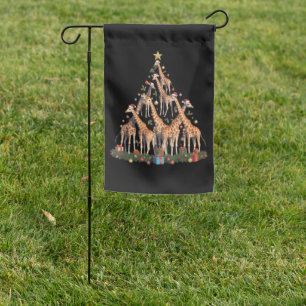 Giraffe Christmas Tree Santa African Wildlife Farm Garden Flag