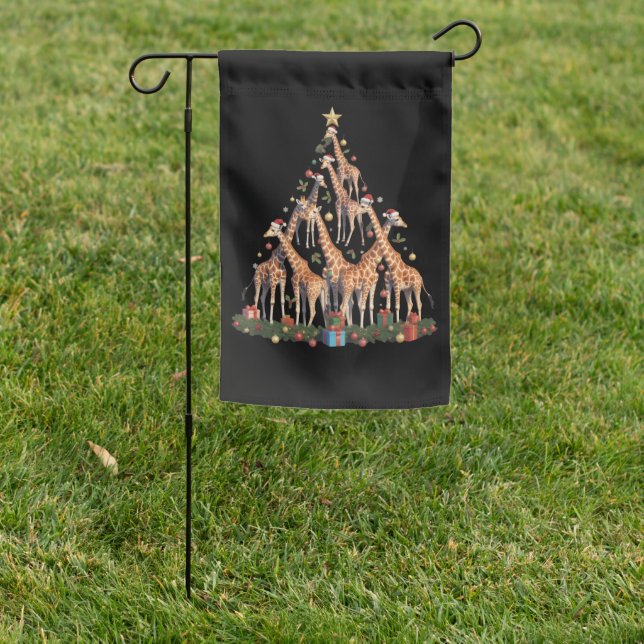 Giraffe Christmas Tree Santa African Wildlife Farm Garden Flag (In SItu)