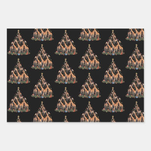 Giraffe Christmas Tree Santa African Wildlife Farm Wrapping Paper Sheets