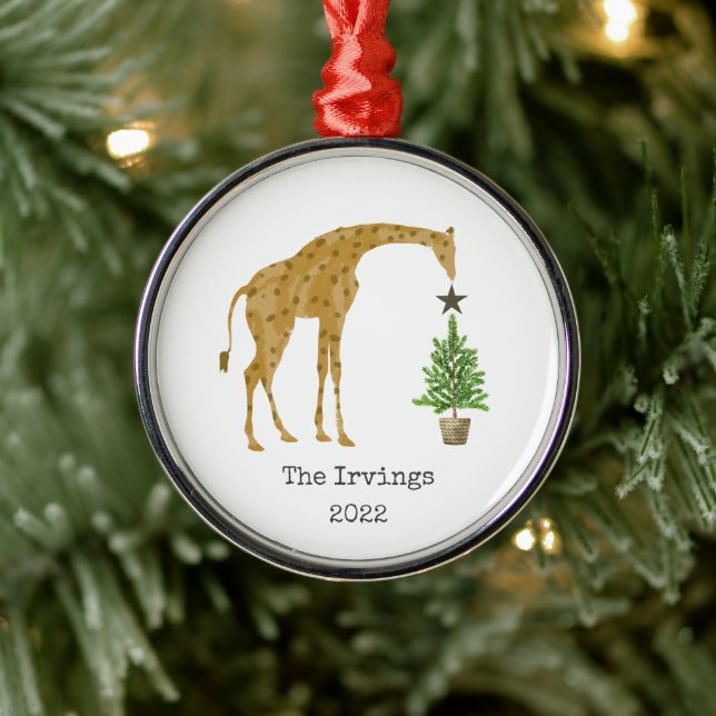 Giraffe Christmas Tree Star Metal Ornament (Tree)