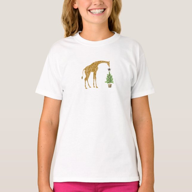 Giraffe Christmas Tree T-Shirt (Front)