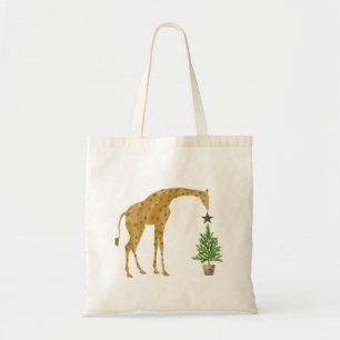Giraffe Christmas Tree Tote Bag