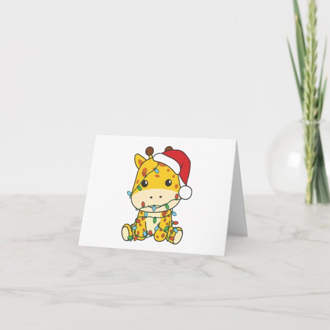 Giraffe Christmas Winter Animals Holiday Giraffes Card (Front)