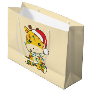 Giraffe Christmas Winter Animals Holiday Giraffes Large Gift Bag