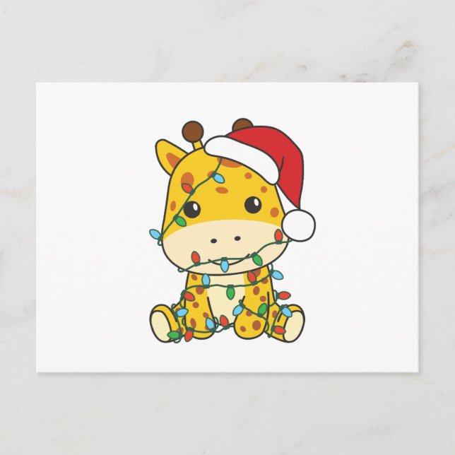 Giraffe Christmas Winter Animals Holiday Giraffes Postcard (Front)
