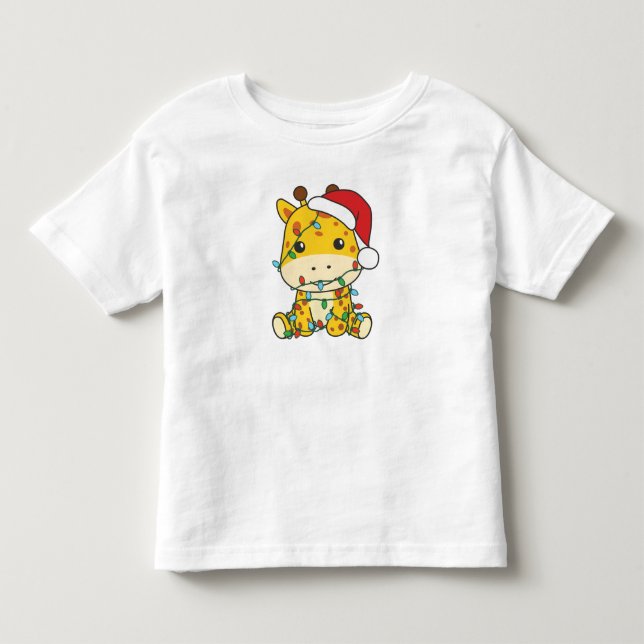 Giraffe Christmas Winter Animals Holiday Giraffes Toddler T-shirt (Front)