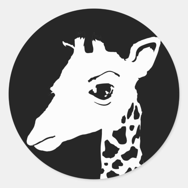 giraffe classic round sticker (Front)
