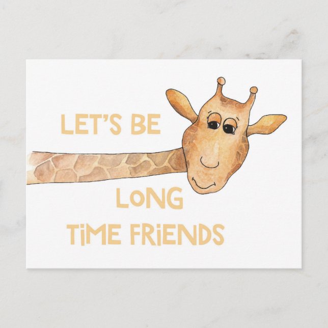 Giraffe. Classroom Valentine. Friends card. Kids Holiday Postcard (Front)