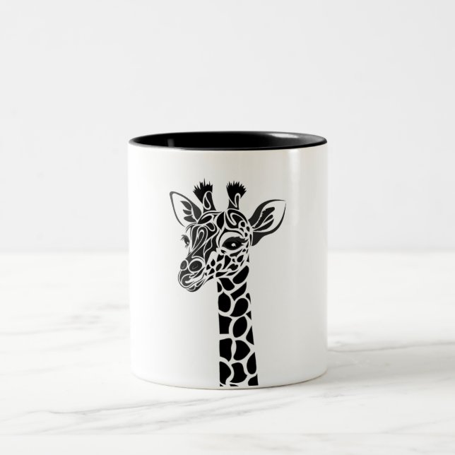 Giraffe coffee mug cup cute custom made design. (Center)