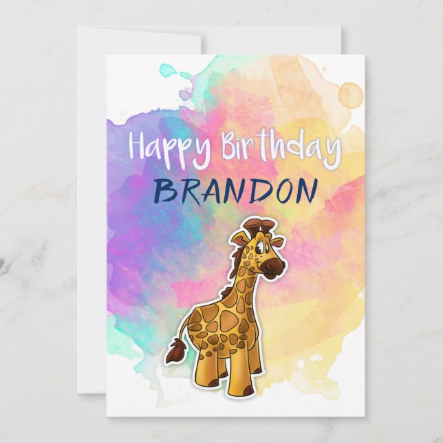 Giraffe Colorful Birthday Card (Front)
