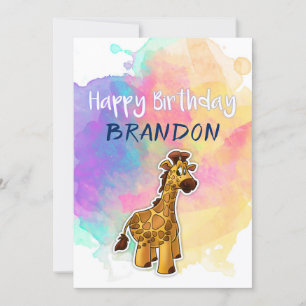 Giraffe Colorful Birthday Card