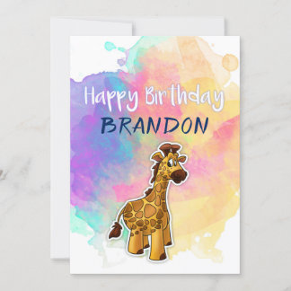 Giraffe Colorful Birthday Card