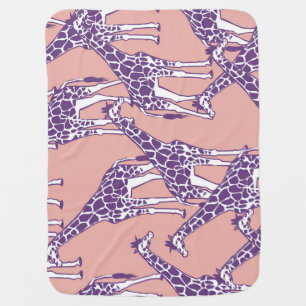Giraffe Colorful Spots Vintage Safari Illustration Baby Blanket