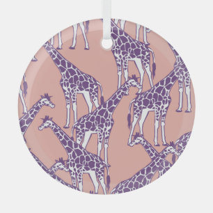Giraffe Colorful Spots Vintage Safari Illustration Glass Ornament