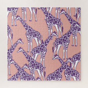 Giraffe Colorful Spots Vintage Safari Illustration Jigsaw Puzzle