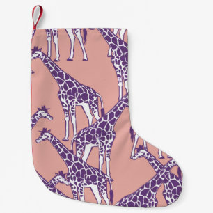Giraffe Colorful Spots Vintage Safari Illustration Small Christmas Stocking
