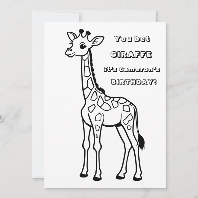 Giraffe Coloring Party Digital Download  Invitation (Front)