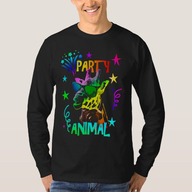 Giraffe  Cool Party Animal T-Shirt (Front)