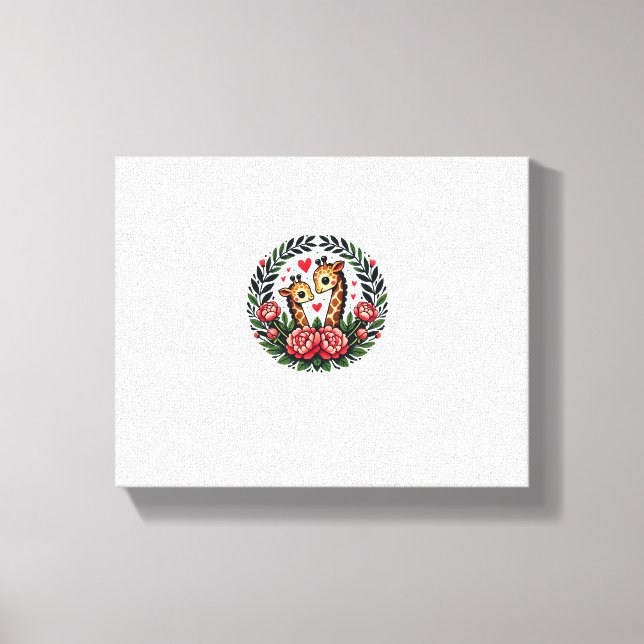 Giraffe Couple Illustration Giraffe Lovers  _4 Canvas Print (Front)