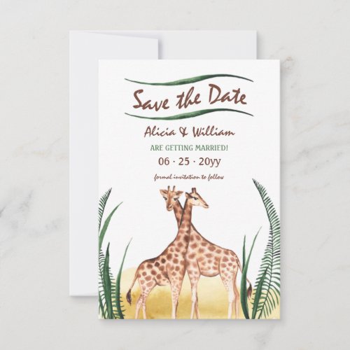 Giraffe Couple Save the Date Announcement