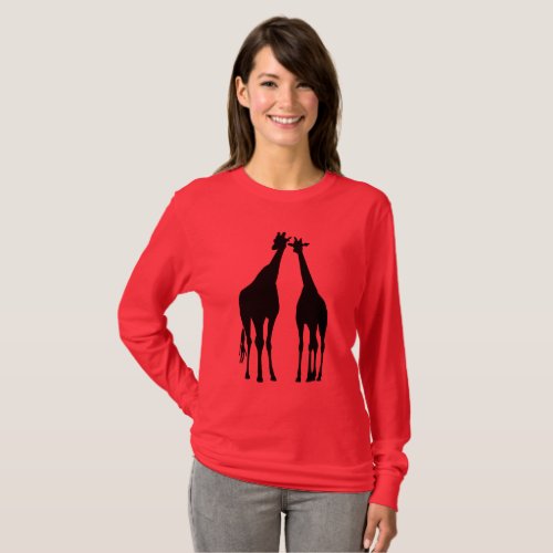 Giraffe Couple Silhouette T_Shirt _ Choose Color