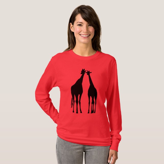 Giraffe Couple Silhouette T-Shirt - Choose Color (Front Full)