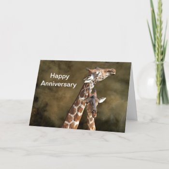 Giraffe Couple Snuggle Personalized Anniversary Ca Card by NaturesSol at Zazzle