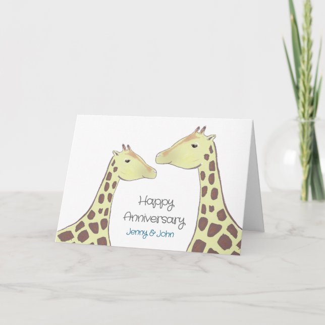 Giraffe Couple Wedding Anniversary  Card (Front)