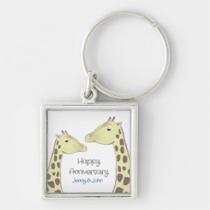 Giraffe Couple Wedding Anniversary Keychain